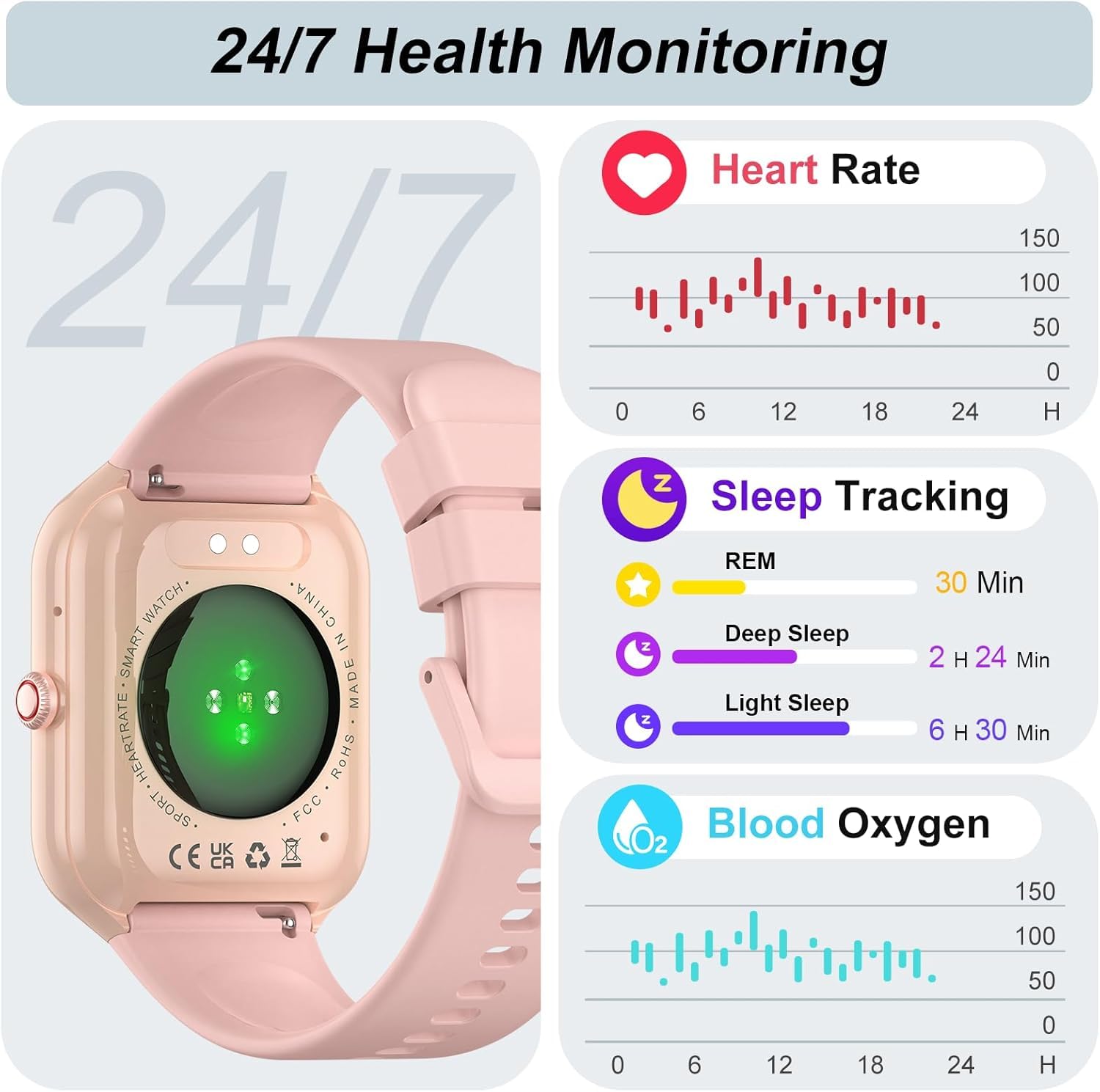 Reloj Inteligente Mujer, 1,96" HD, 100+ esferas, Llamadas Bluetooth, IP68 | Smartwatch deportivo con 100+ modos, pulsómetro, monitor de sueño, 300mAh, SpO2, avisos WhatsApp, GloryFit, música y cámara