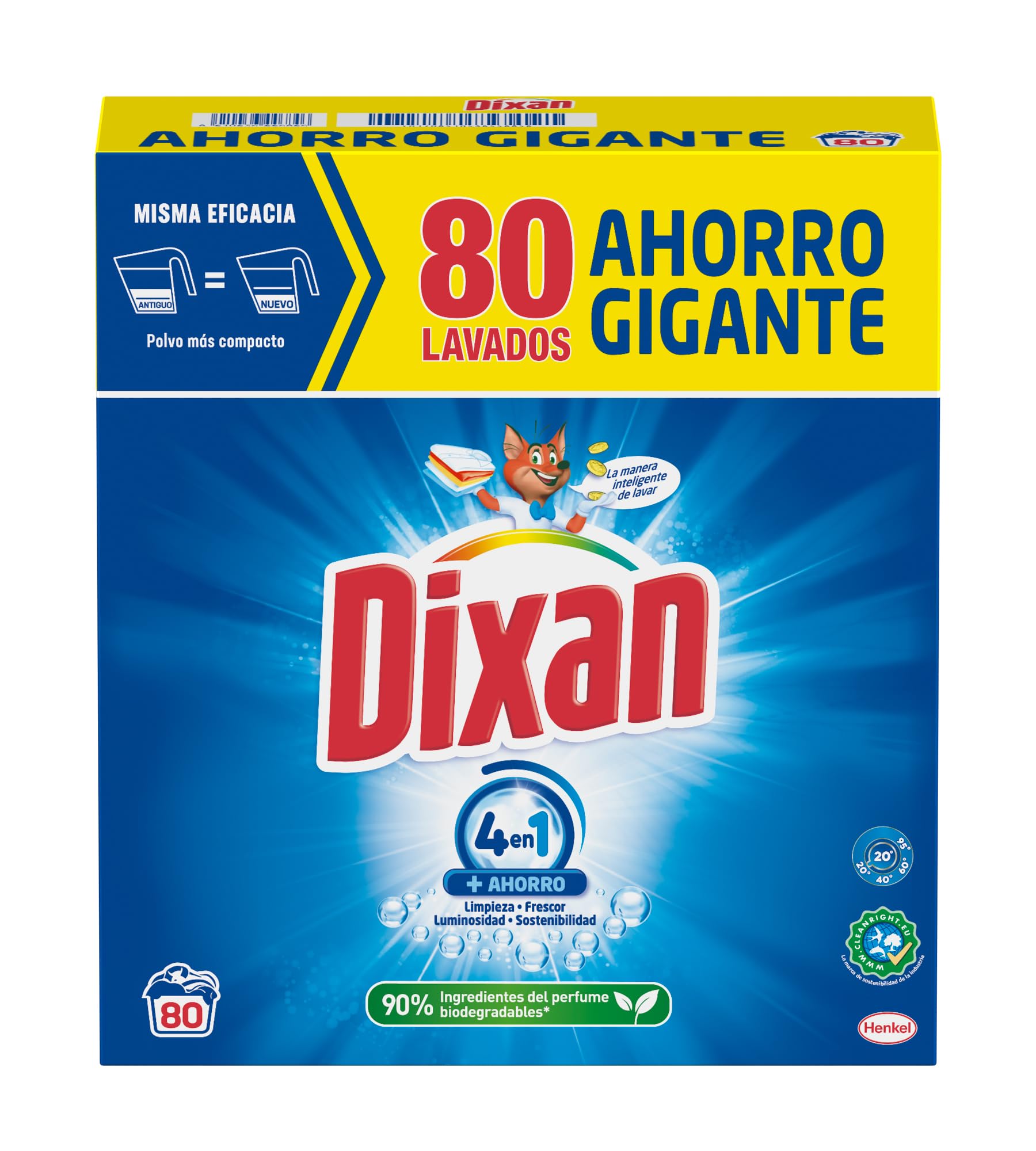 Dixan Polvo Total 3+1: Limpieza Superior para 80 Lavados