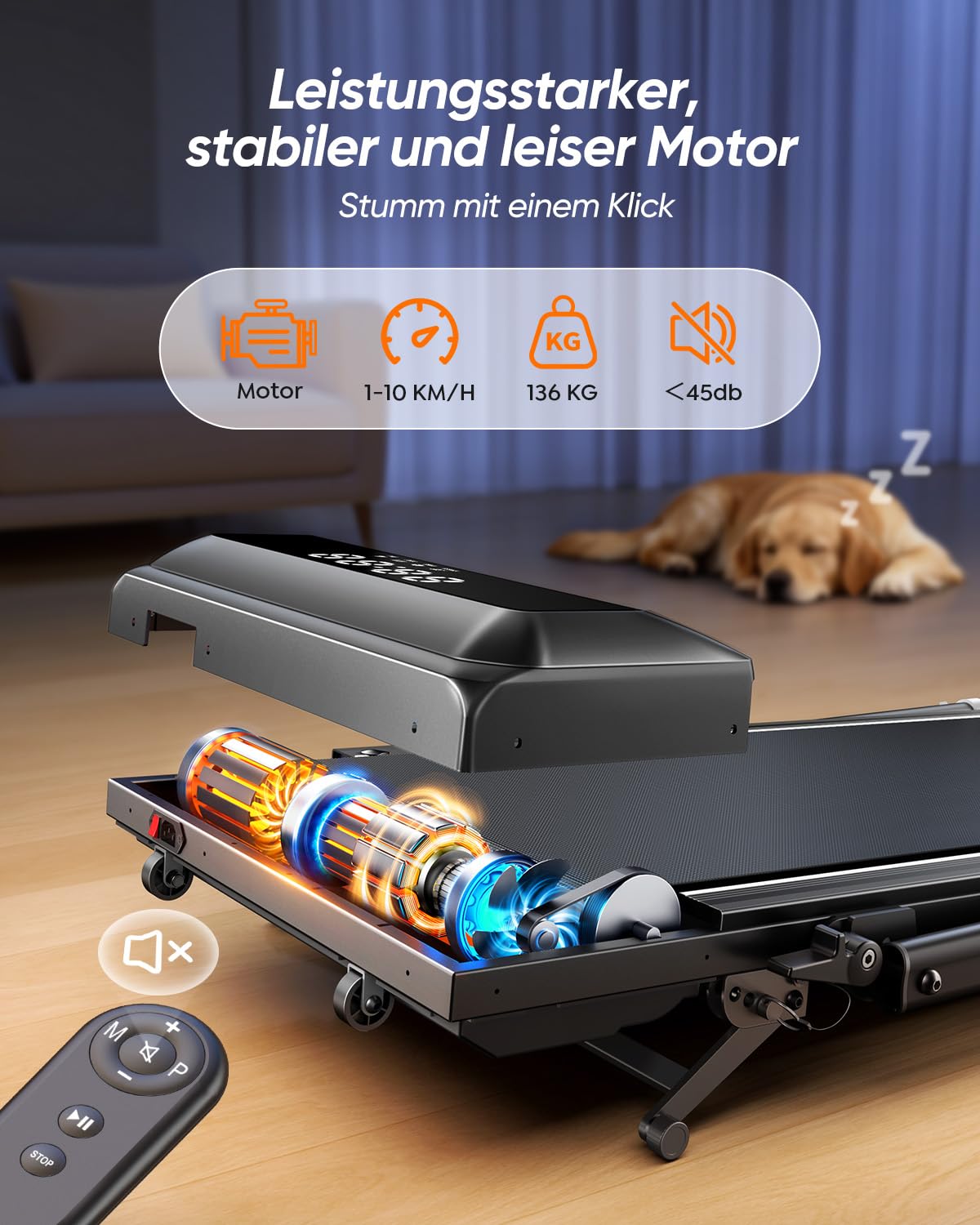 laufband für Zuhause mit Neigung, 6 IN 1 Walking Pad mit 0~15% Automatischer Steigung, 3.0HP Klappbar Laufband für Zuhause & Büro mit Lautsprecher,Bis 136kg Belastbar