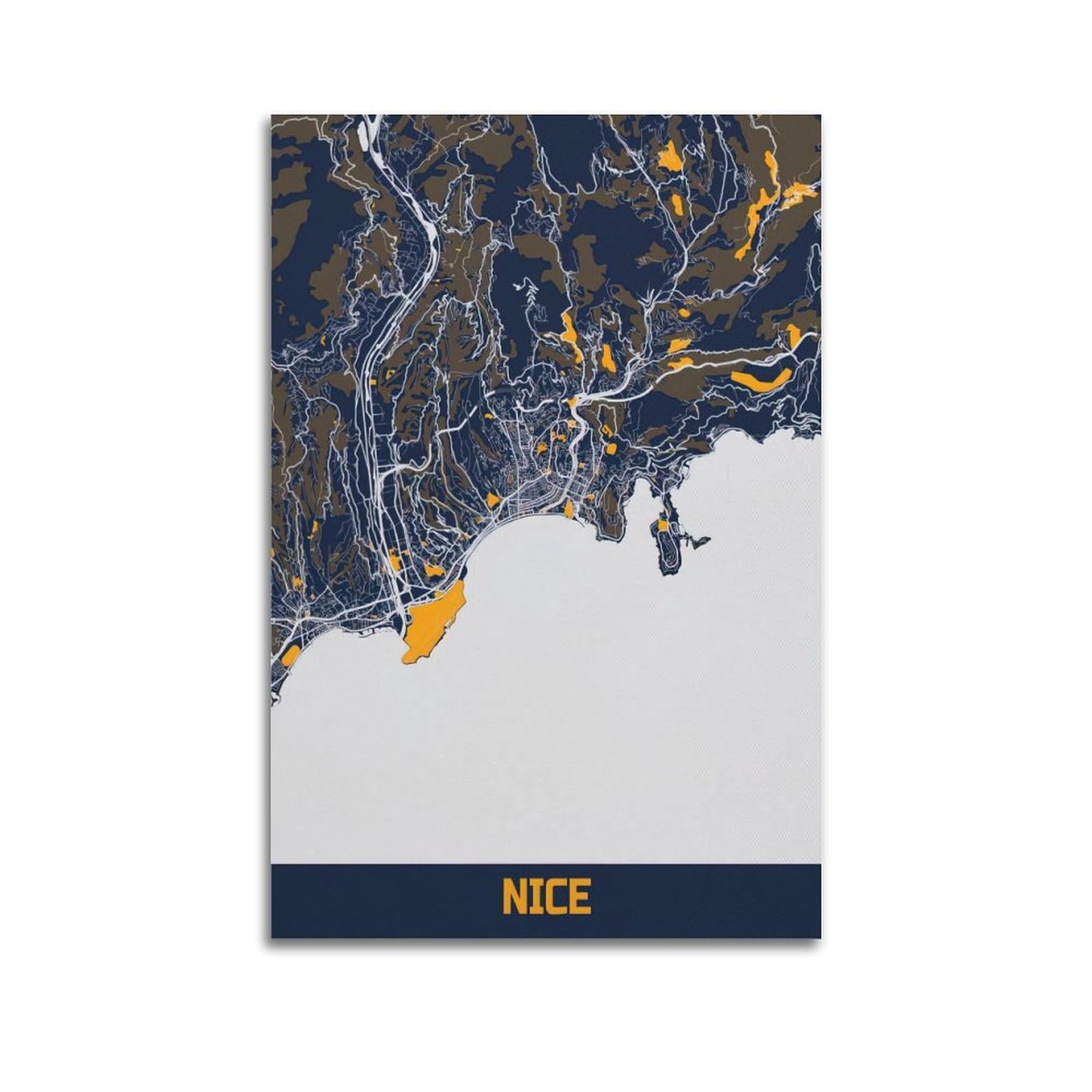OKAHYS Map Poster Europe France Nice Decorative Painting Canvas Wall Artworks Picture 24x36inch(60x90cm)