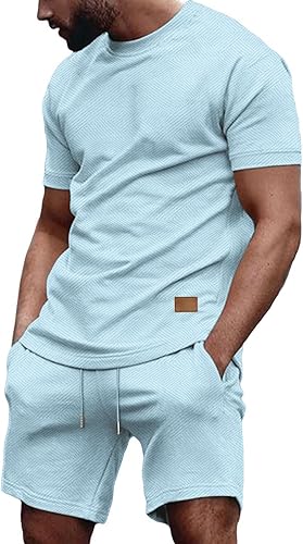 Vssjavun Men's Track Suits 2 Piece Outfits Casual Short Sleeve Shirt and Shorts Set Sweatsuit Summer Tracksuit