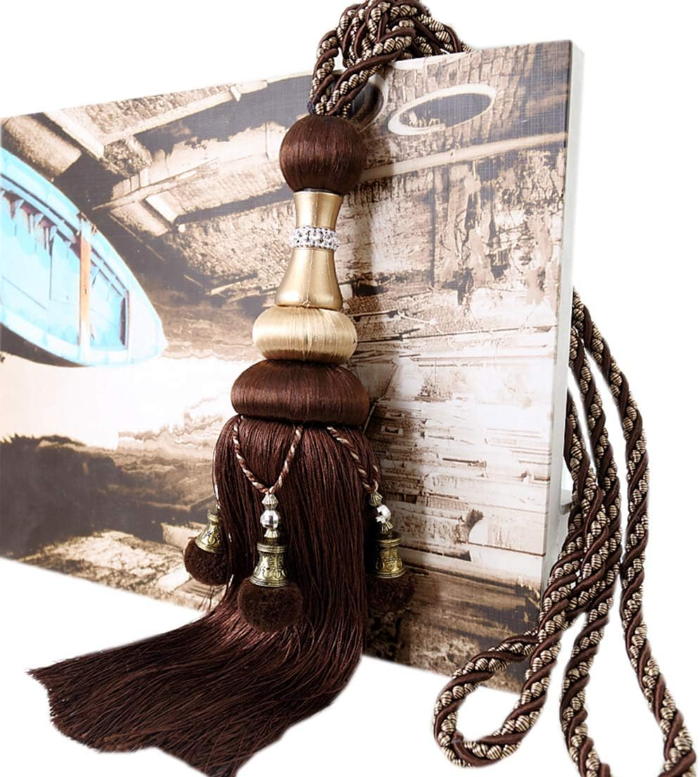 1 Pair European Style Beautiful Curtain Buckle Decorative Tassels Curtain Tiebacks Holdbacks Curtain Rope Tiebacks (Sky Blue)