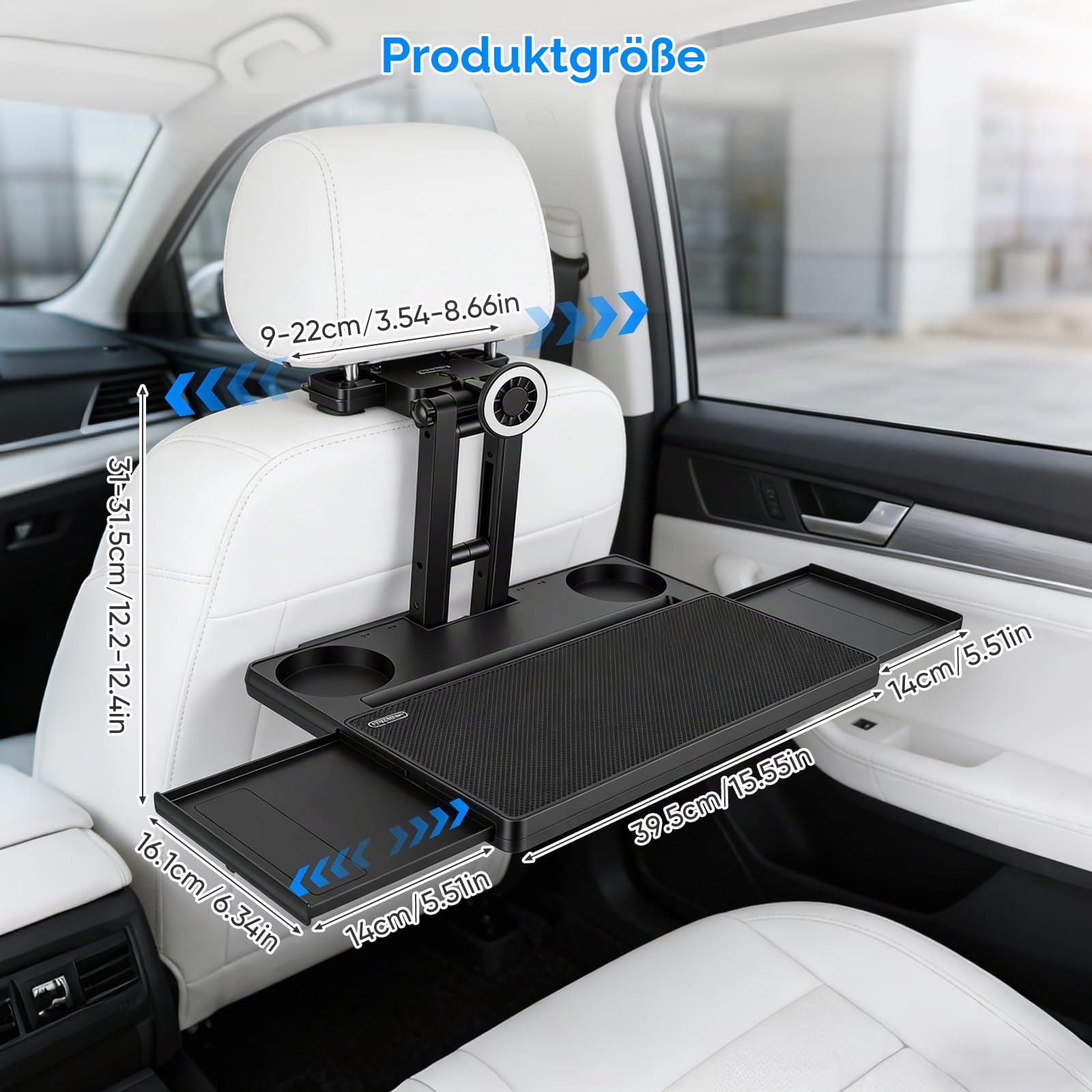 Auto Tisch für Rücksitz Beifahrer,20KG Einstellbar Autotisch für Kind rücksitz mit Getränkehalter und Handyhalter,Auto Tisch Kinder für Auto Rücksitz Erwachsene Kinder Arbeit und Unterhaltung