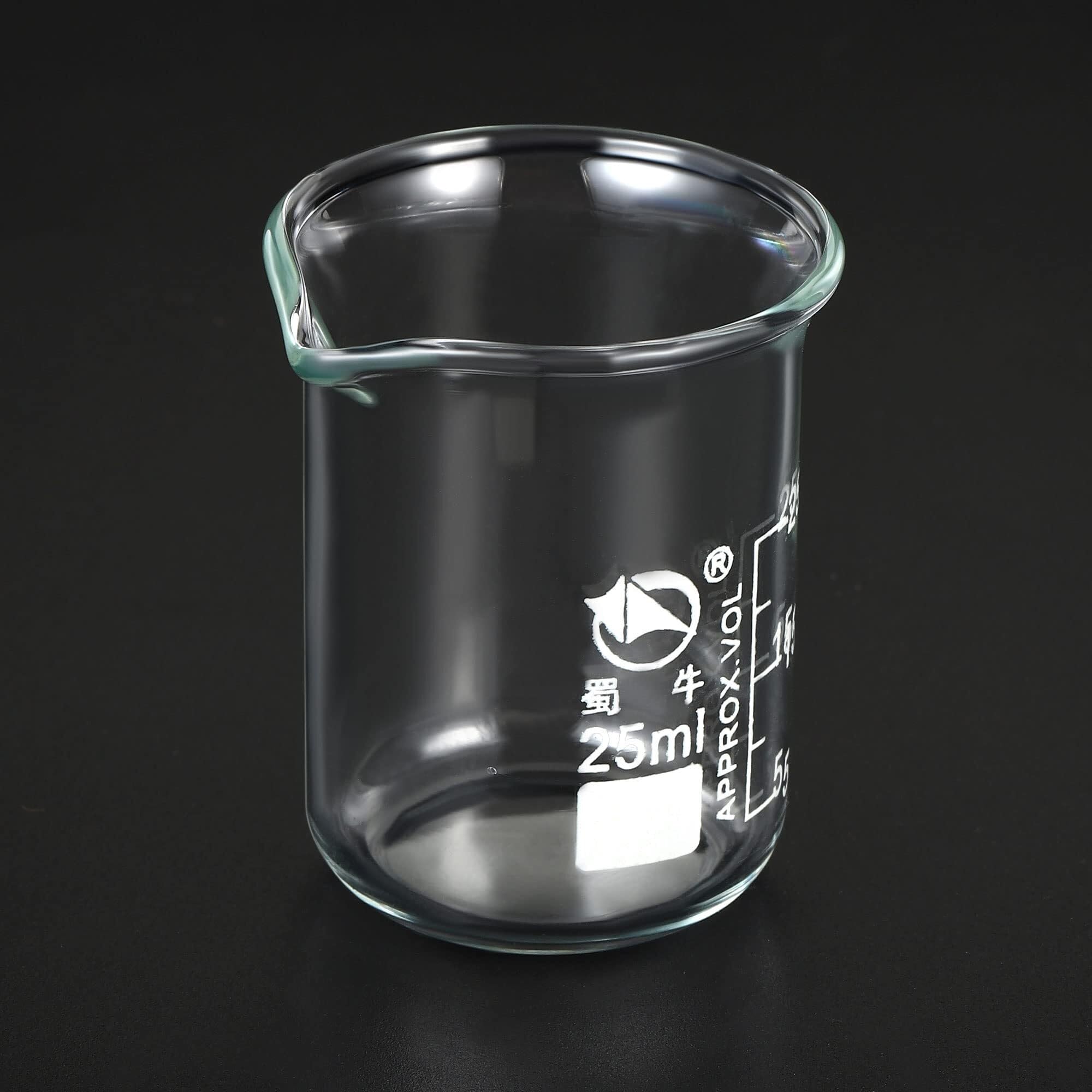 Becker in Vetro Borosilicato 1000ml - Resistente al Calore, Scala Graduata con Beccuccio per Laboratorio e Cucina(25ml)