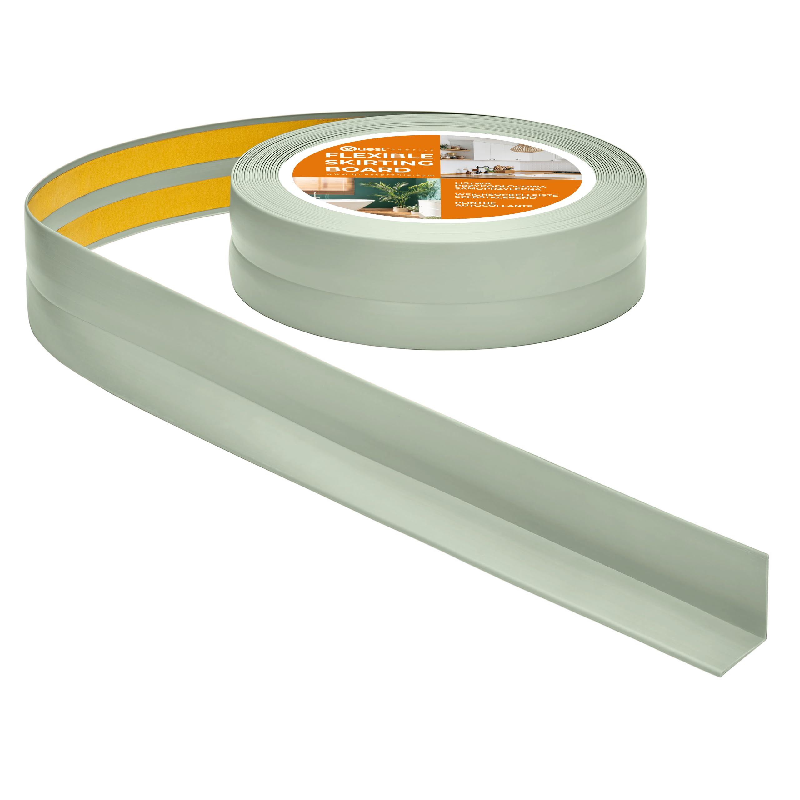 Quest Skirting Board PVC 30 x 30 mm Self-Adhesive - Light Green, 10 m