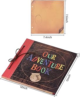 Scrapbook Photo Album,12 inch by 12 inch Our Adventure Book Scrapbook, 3D Embossed Words Hard Cover Movie Up Travel Scrapbook for Anniversary, Wedding, Travelling, Baby Shower, etc (Scrapbook-Letter)