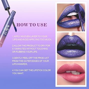 3Pcs Lip Stain Peel Off Set with Lip Liner Tattoo - Long Lasting, Waterproof, Transferproof Pout Stain for Women, Matte Finish Peel Off