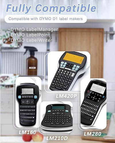 Miniatura 3 de UNOKA Cinta de etiquetas A45013 compatible con Dymo Black on White Label Maker Recambios de 12 pulgada x 23 pies 45013 S0720530, cintas de 0.472 in