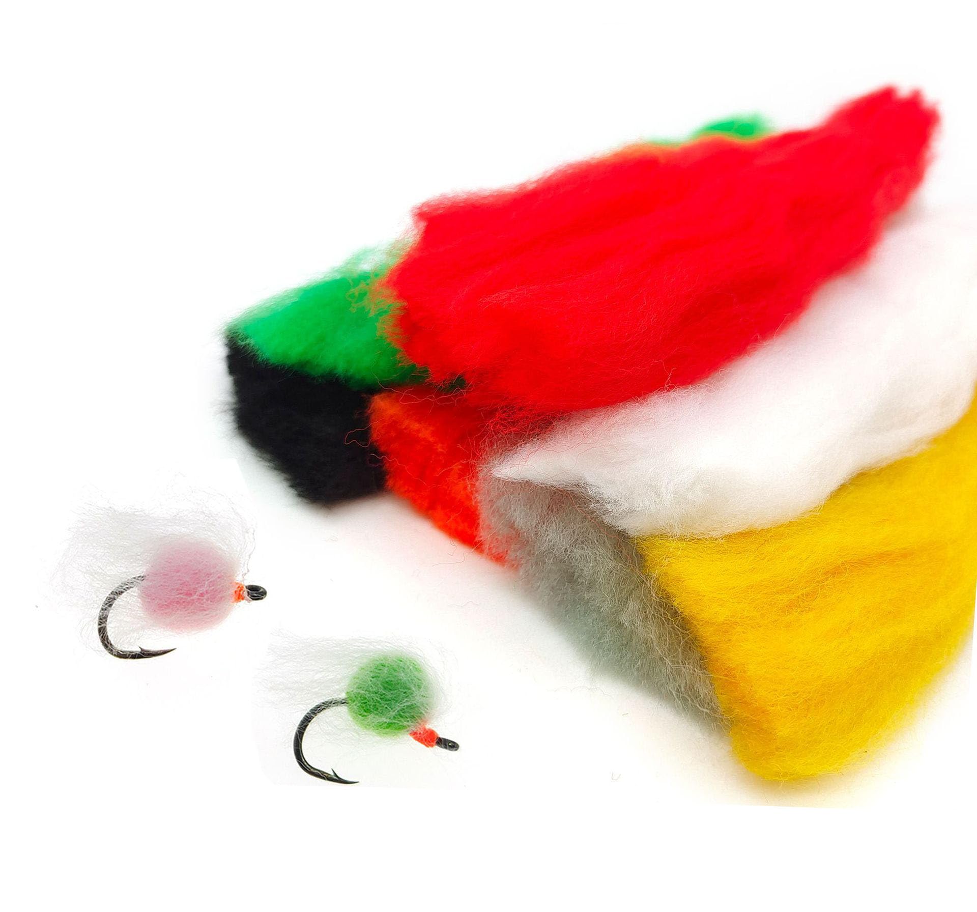 5 pcs Soft Colorful Egg Yarn Glow Bug Yarns Fiber Baitfish Lure Parachute Fly Tying Material Streamer Flies