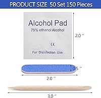 Vista 2 de 48 Sets Disposable Manicure Kit 3-Piece Mini Nail Files Set Includes Nail File 100/180 Grit, Wood Stick, Nail Polish Remover Pads for Nails Design