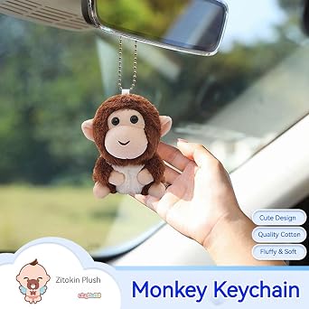 Cute Monkey Plush Keychain for Backpack, 4 Inch Monkey Bag Charms, Key Chain Accessories for Women Cat Gift