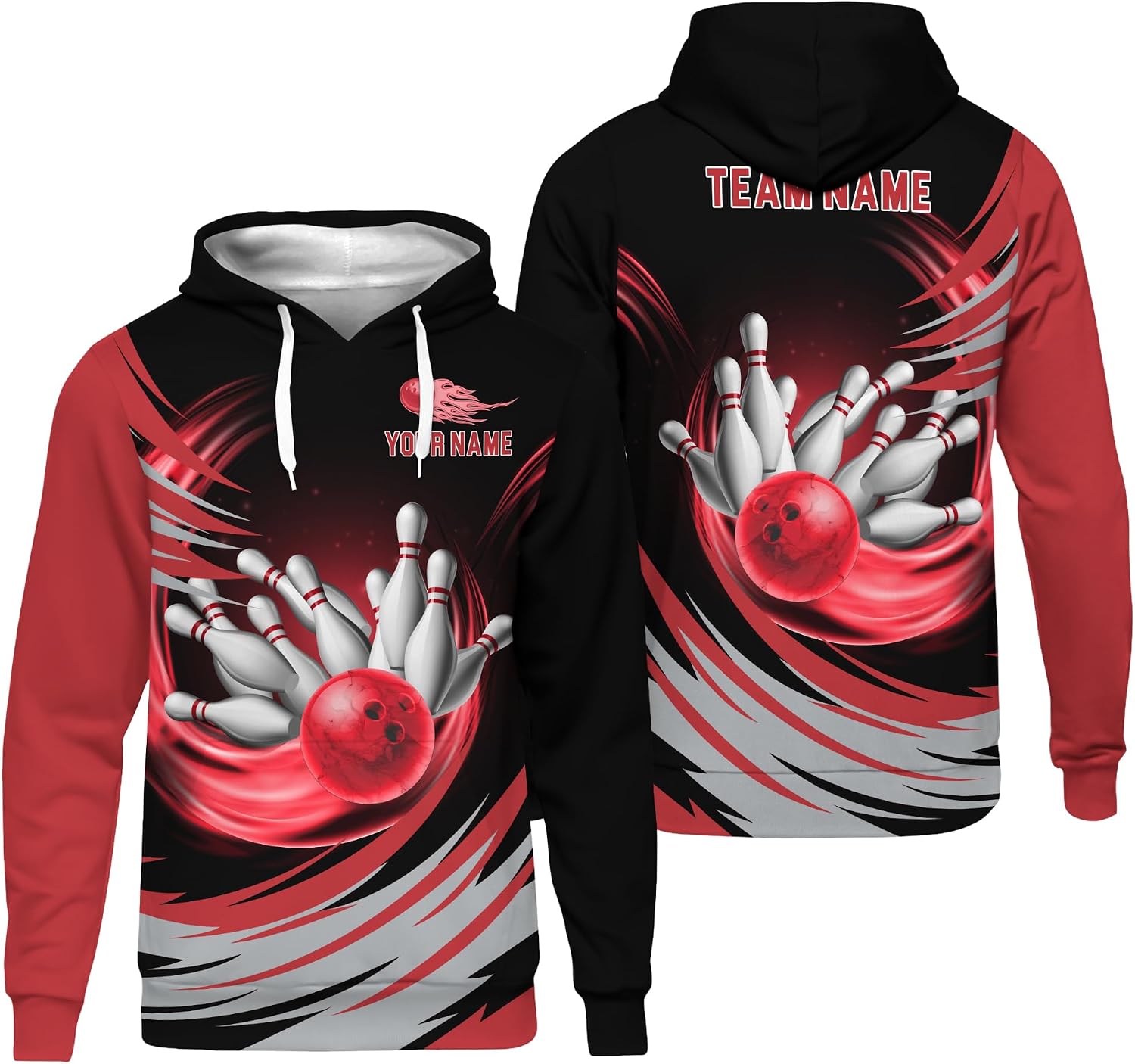 Men's Women's Bowling Pullover Hoodie Custom Orange Bowling Strike Shirt Print Playing Bowling Gift Idea