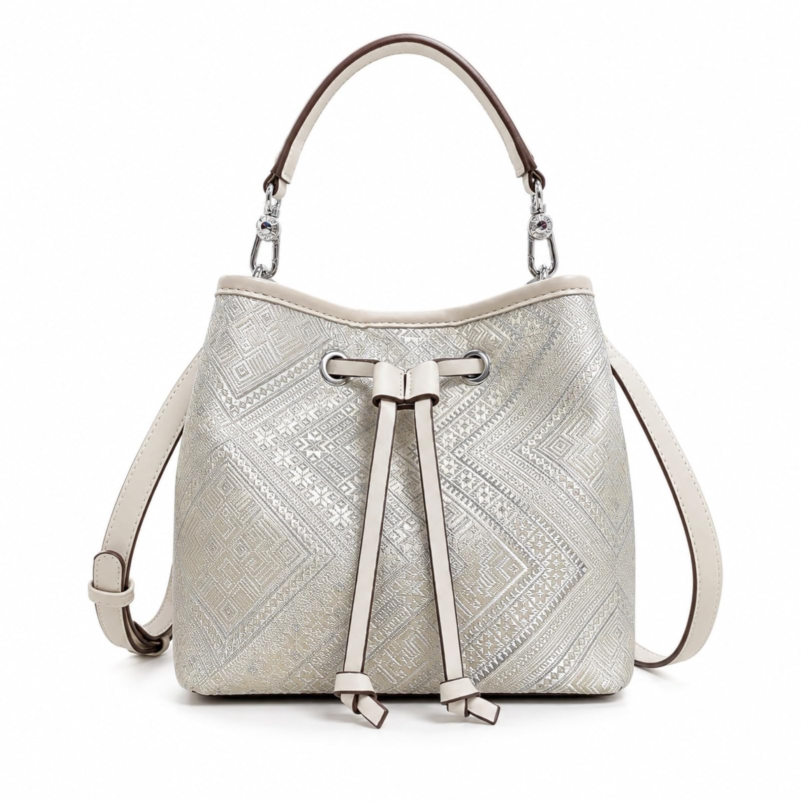 HJDMO Zhuang - Bolso bandolera para mujer, bolso cruzado mediano con cierre de cordón y bolsillo con cremallera, color beige