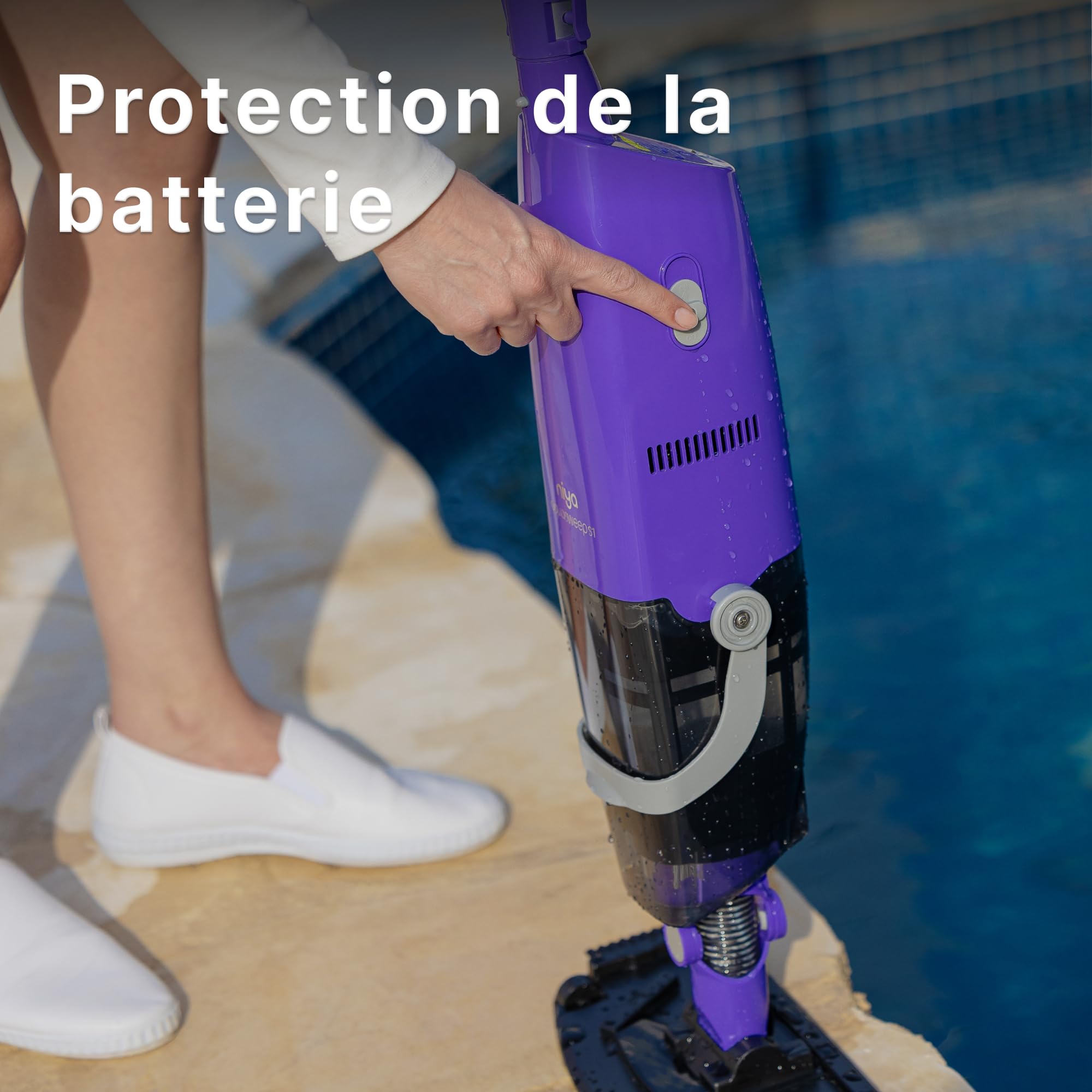 Niya AquaSweep S1 Aspirateur de Piscine sans Fil avec Manche télescopique, Aspiration puissante, Nettoyage des Coins Difficiles d’accès, Autonomie de 60 Min, pour Piscines Hors-Sol et enterrées, Spas