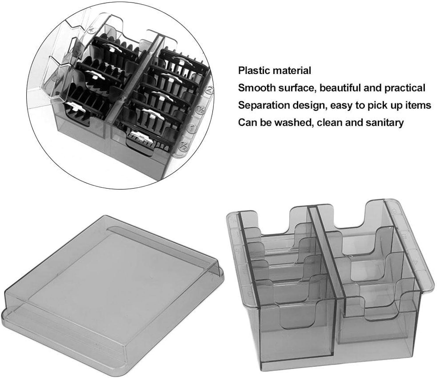 Limit Comb Storage Box Comb Storage Case Clipper Comb Holder Hair Clipper Rack for Hair Trimmers Clippers Salon Hairdressing Tool Transparent Gray