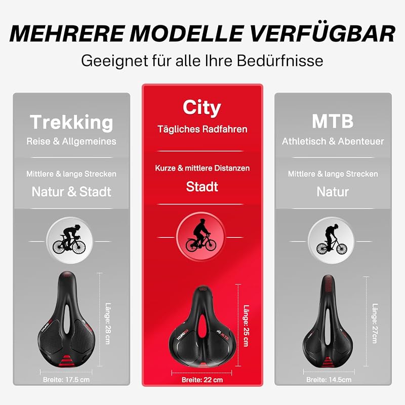 YOUNGDO ergonomikus gél kerékpár nyereg, lélegző férfi női bicikli nyereg - red