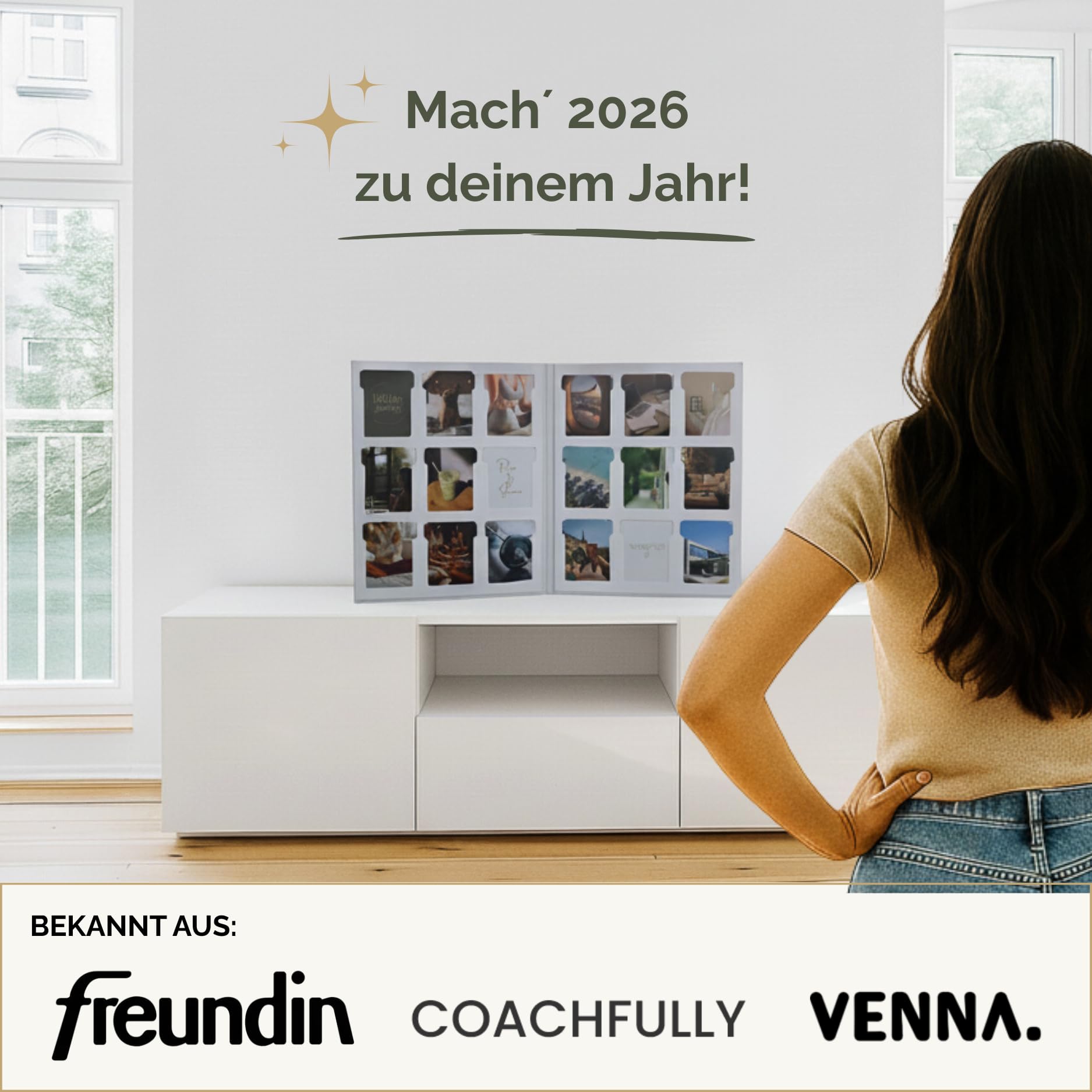 Vision Board Set – 200 Bildkarten & Affirmationen zum Manifestieren – inkl. 24 Seiten Workbook für Ziele, Klarheit & Motivation – Geschenkidee für Frauen