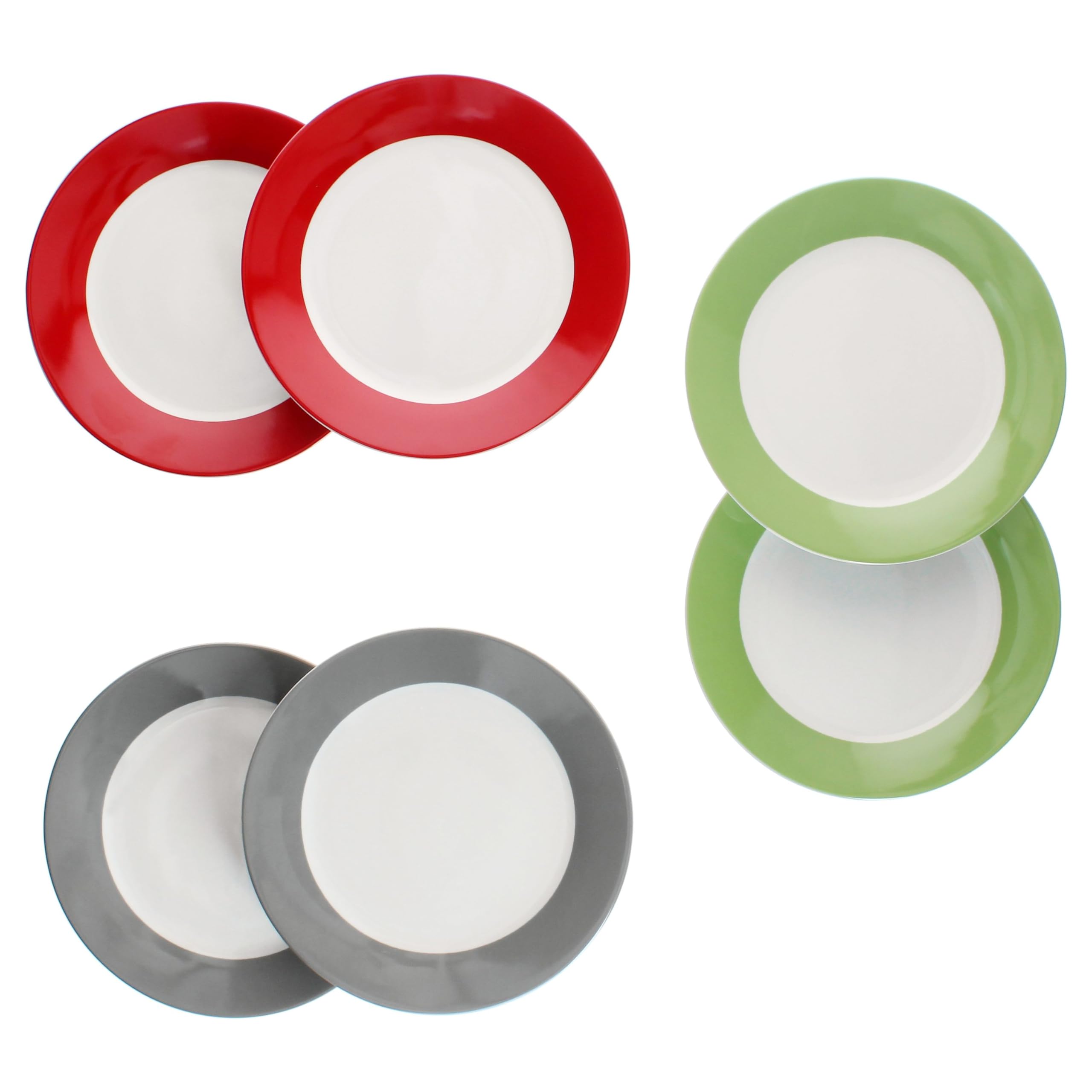 Service Assiettes MamboCat Variant Trio - 12 Pièces Porcelaine - Vert/rouge/gris