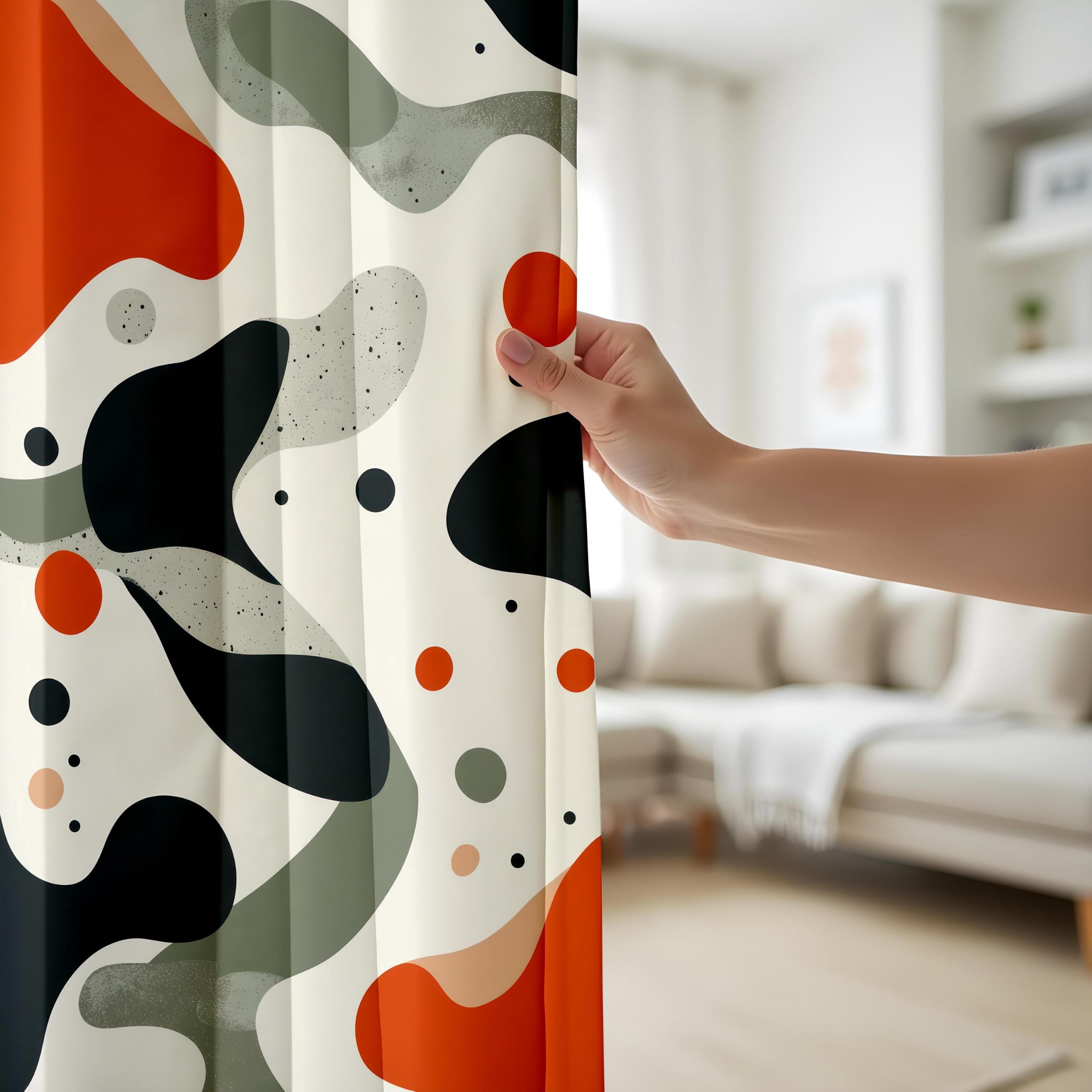 Rideaux occultants pour Chambre à Coucher, 2 Panneaux, Rideaux Abstraits Audacieux, Orange, Noir et Vert, décoration d'art Moderne pour Salon (L x H / 2 x 140 x 280 cm)