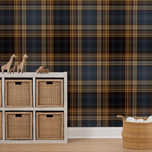 Miniatura 10 de Spoonflower Papel tapiz para despegar y pegar, color azul y marrón, tartán tradicional, inglés, escocés, masculino, rústico, a gran escala, estilo