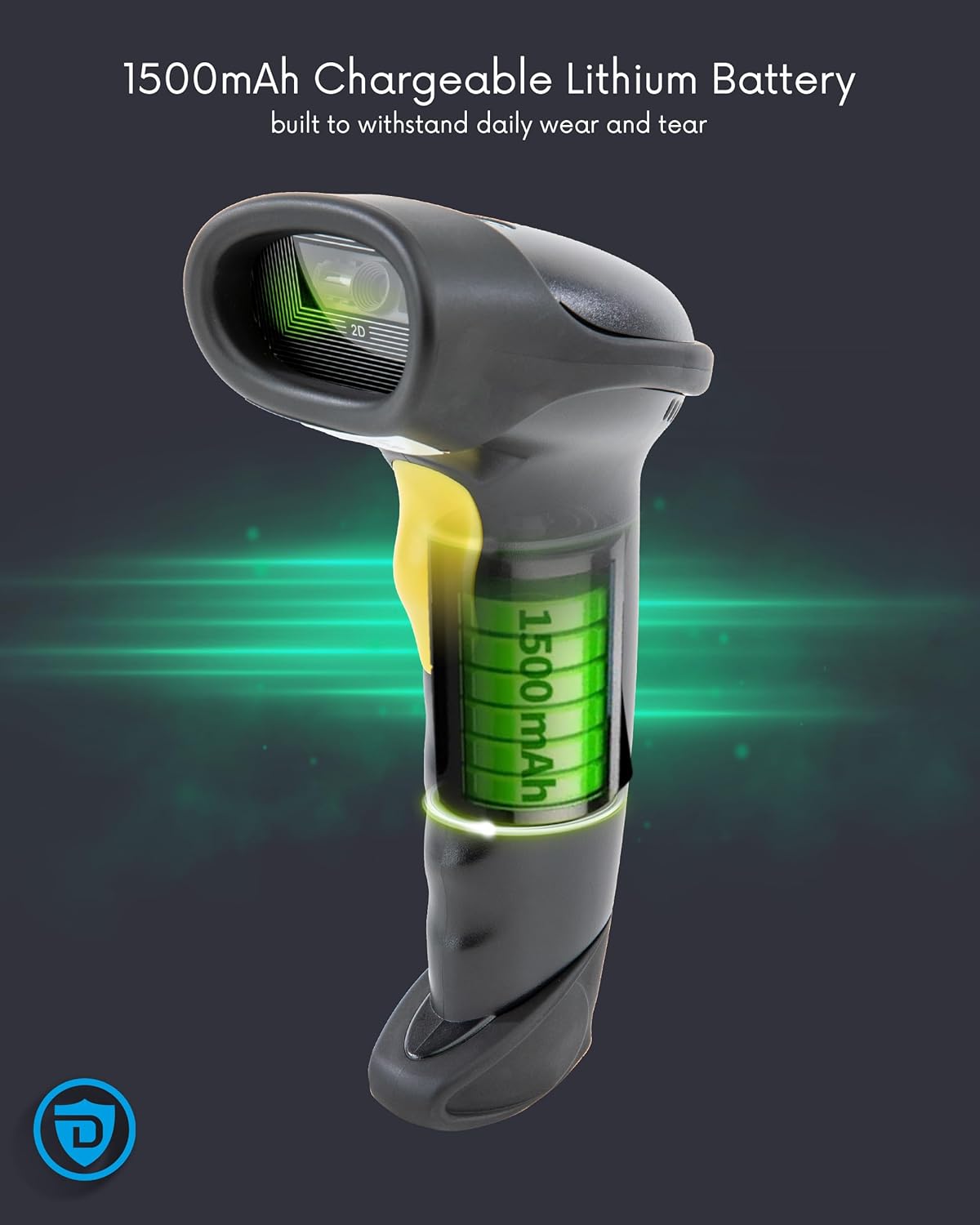 Wireless Barcode and QR Scanner | USB Input & Bluetooth | 3 Modes of Operation | Smart Base | Ergonomic Design| 1500mAh Chargeable Lithium Battery | Up to 70m Signal Reception (DB102)