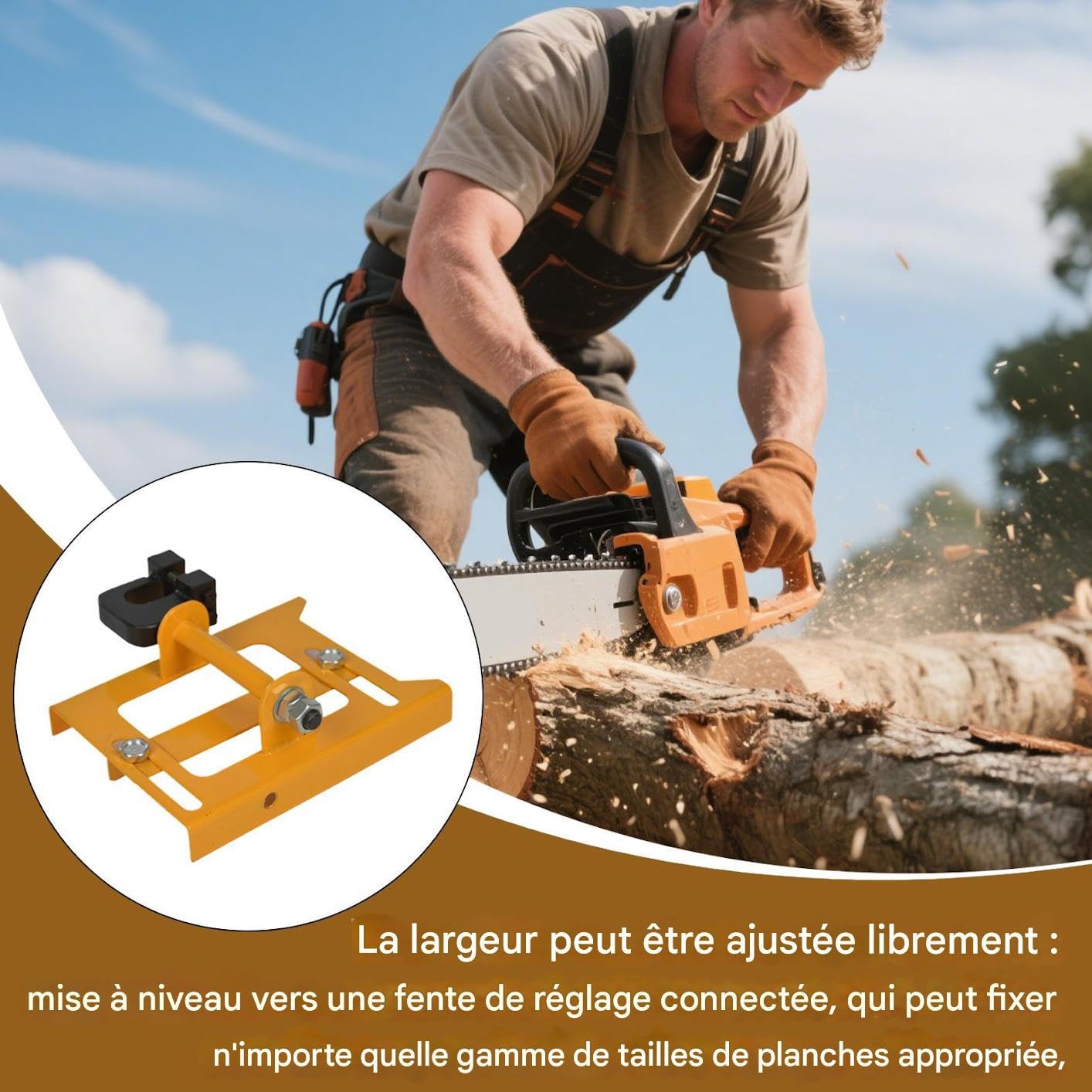 Guía de Aserradero con Motosierra Herramienta Portátil para Aserradero | Guía de Corte de Precisión Accesorio Fresado Plano Abierto para Carpinteros Constructores Interior Exterior Patio