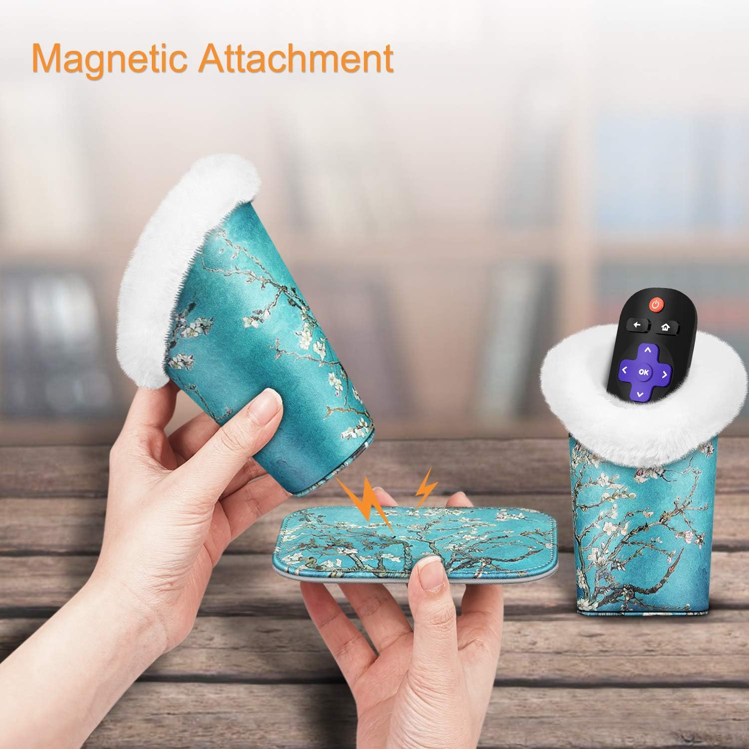 Fintie Plush Lined Double Eyeglasses Holder with Magnetic Base, Glasses Stand Case Organizer for Desk, Nightstand, Office, Blossom - Image 4