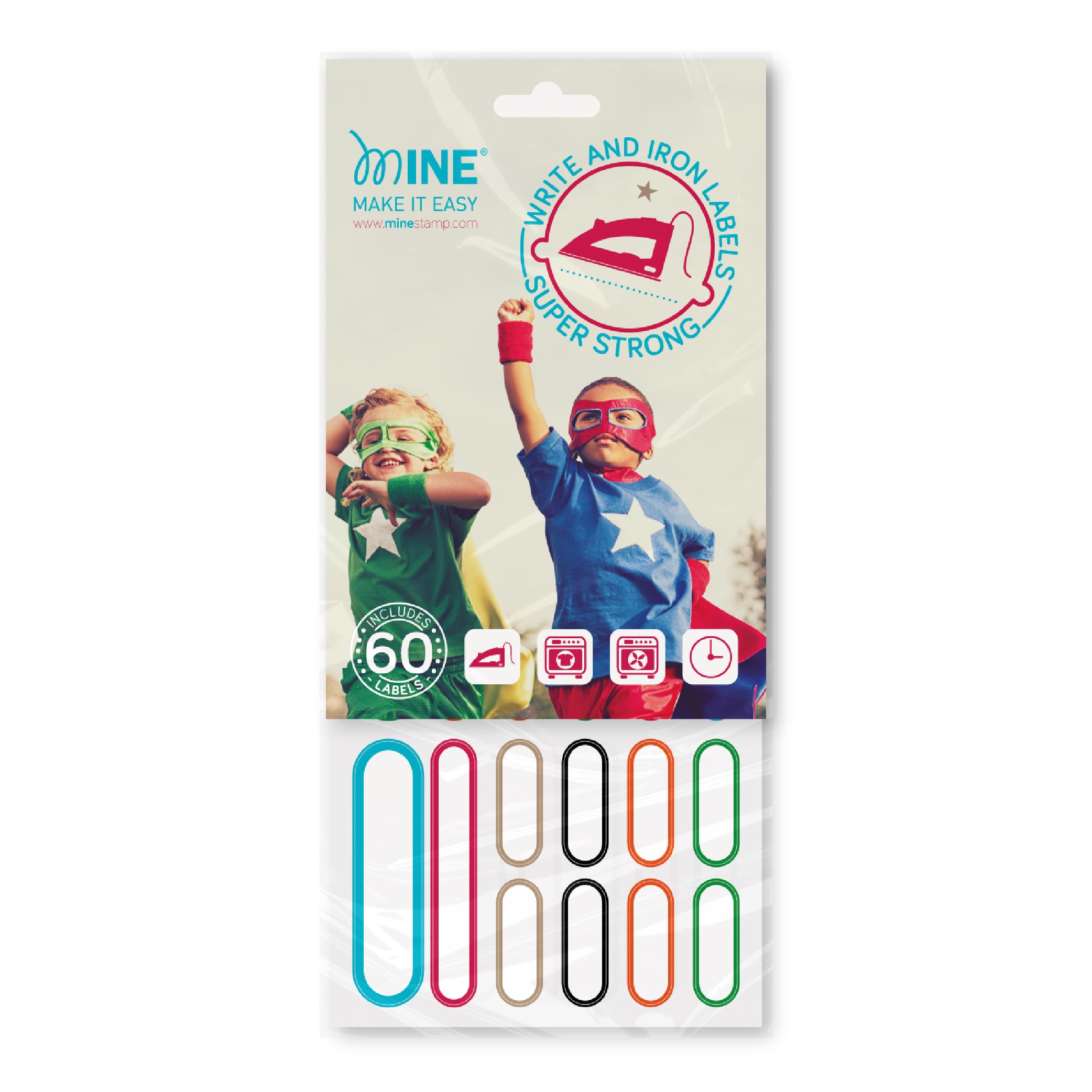 Mine Stamp - Etiquetas Termoadhesivas Personalizables | Resistentes al Lavado y a la Secadora | Etiquetas para Planchar con Nombre | Etiquetas para Ropa Personalizadas | Alta Fijación y Durabilidad