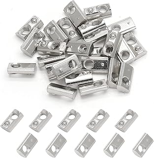Qjaiune 25Pcs M5 Spring T Nut 2020 Aluminum Extrusion T Nuts, Roll-in T Spring Nuts, M5 Half Round T Nut Tee Slot Nuts for 3D Printer, CNC Router, 2020 Series Aluminum Extrusion Profile with Slot 6mm