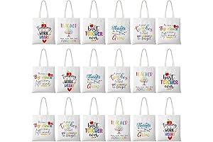 Teacher Canvas Tote Bags, Set of 18 Bulk Teacher Gifts for Christmas...