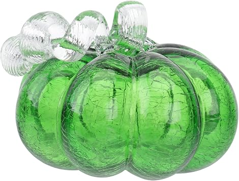 1pc Stained Glass Pumpkin Ornaments Pumpkins Decorations Indoor Shape Pumpkin Decoration Fall Decor Glazed Faux Mini Pumpkin Decor Fall Kitchen Decor Decorative Green