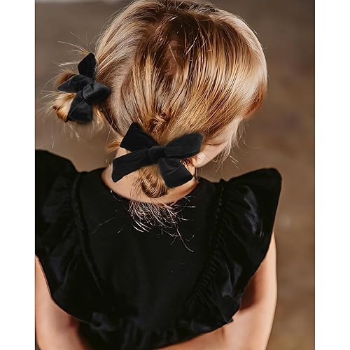 Miniatura 5 de DEEKA Lazos de terciopelo para el cabello de Navidad, rojo y verde, negro, 6 unidades de 4 pulgadas, lazos de terciopelo para niñas pequeñas, lazos