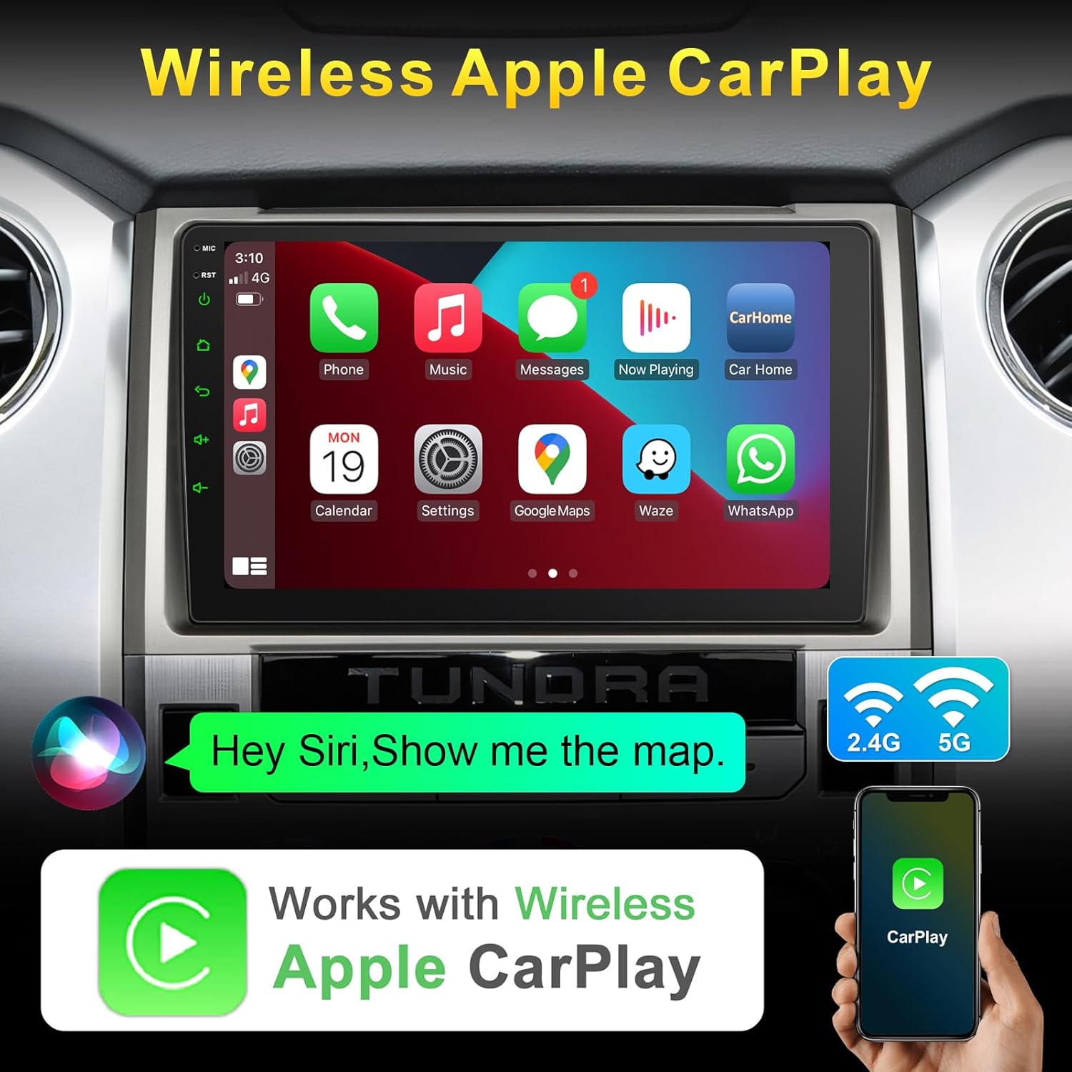 8 Core Radio Stereo for Toyota Tundra 2014-2021（only fit JBL） with Wireless CarPlay & Android Auto, 4+64G 9 Inch QLED Toyota Tundra Head Unit,Steering Wheel Control, GPS Navagation,AM/FM Radio