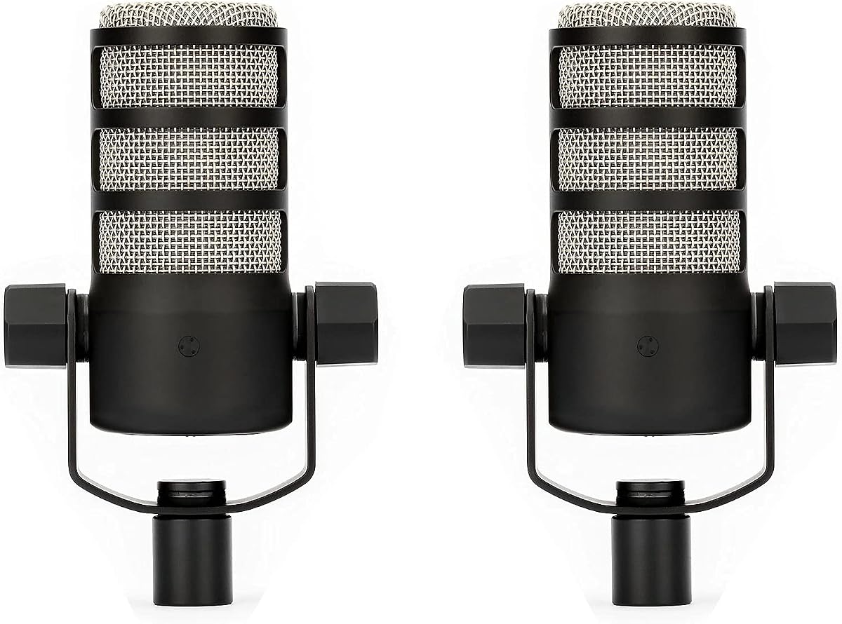 Rode PodMic Micrófono dinámico de grado de transmisión para aplicación de podcast, paquete de 2