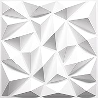 Vista 1 de Dundee Deco Paneles de pared 3D – Paneles de pared de PVC blanco pintables con diamantes geométricos para decoración de pared interior, 19.7 x 19.7