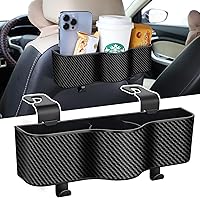 Vista 7 de Organizador de asiento trasero para automóvil, organizador multifuncional para asiento trasero con portavasos y 2 ganchos para respaldo de asiento