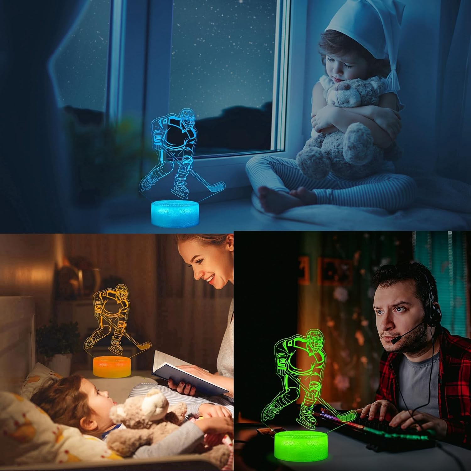 Hockey Night Light, Ice Hockey Gifts, Hockey 3D Lamp with Remote Control, 16 Colors Changing, RGB Flashing Mode, Timer and Dimmable for Birthday Xmas Cool Figurines Gifts for Room Decor Boys Girls - Image 7