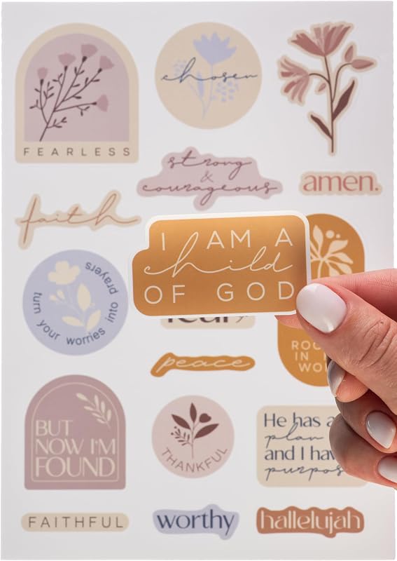 DiverseBee Inspirational Christian Stickers, 88pcs Vinyl Pack (Fearless) | Motivational Jesus Bible Stickers for Water Bottles, Laptops, Waterproof Faith Decals, Religious Gifts for Women, Men, Kids