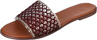 SOUL 2 SOLE 37 EU, BEIGE, SWAY Flat slippers with strap of embroidered cotton design