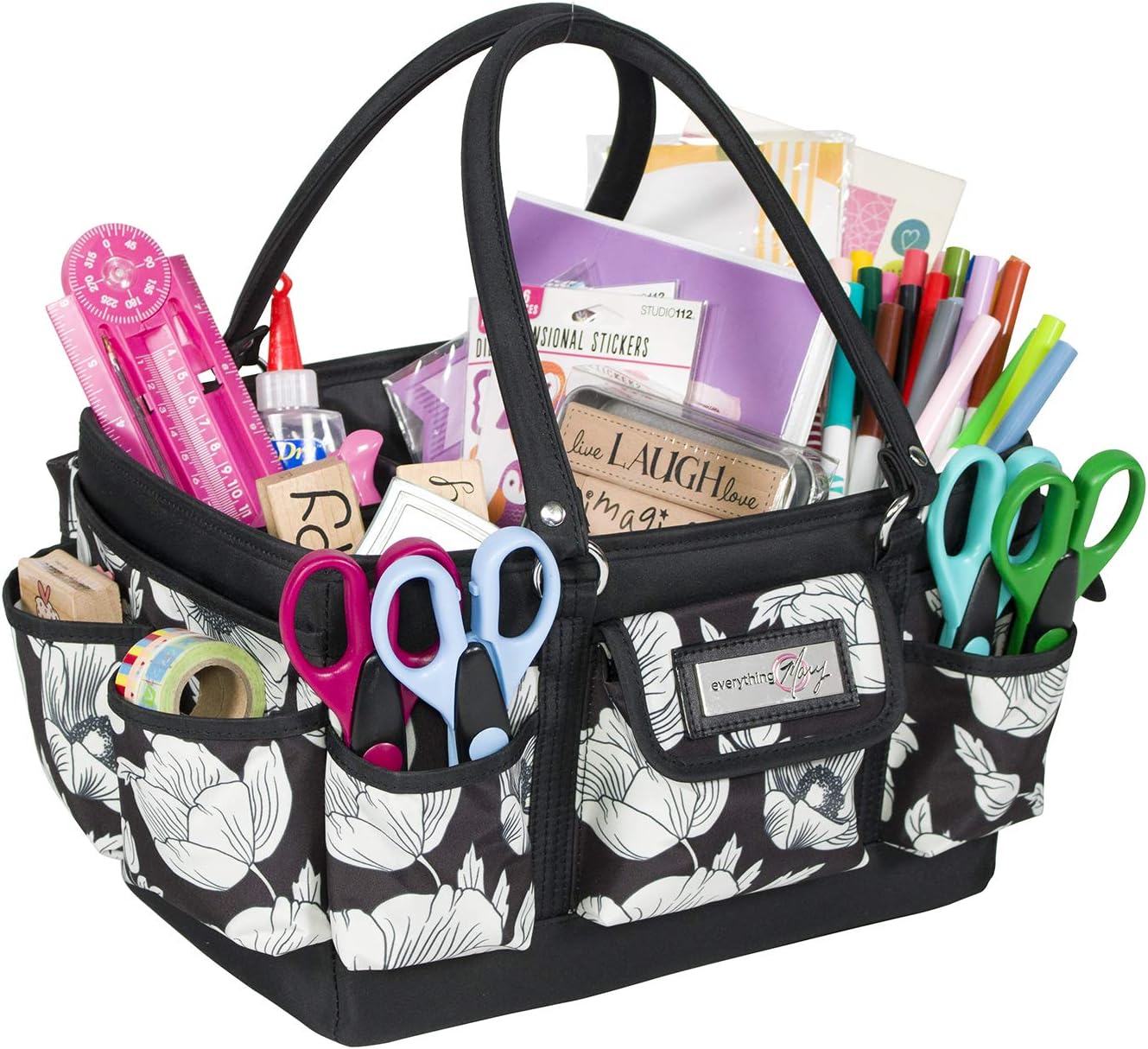 Amazon.com: Everything Mary Black & Floral Deluxe Store and Tote ...