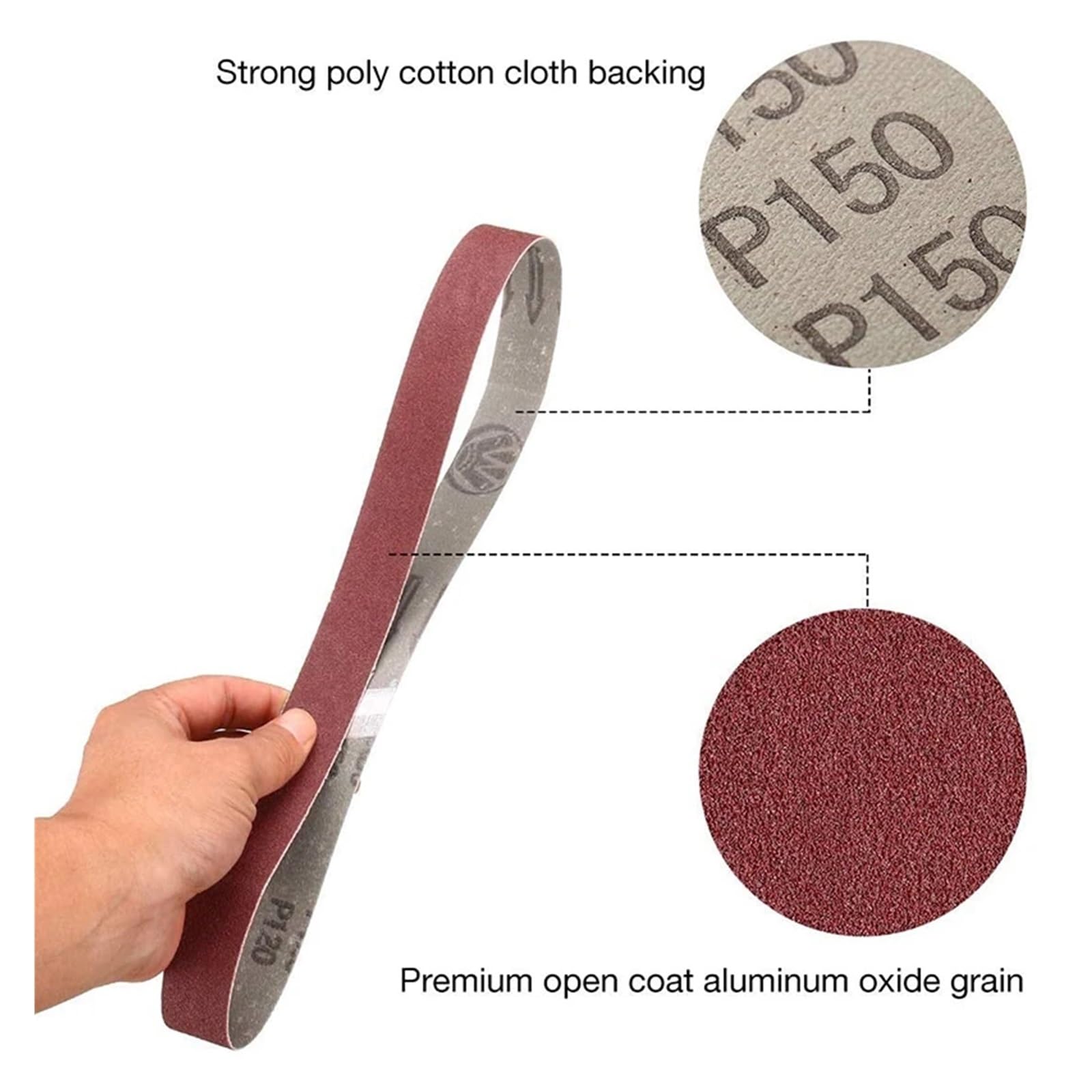 Nastri abrasivi Pesanti in ossido di Alluminio da 30 Pezzi 1X30 Pollici Nastri abrasivi Multiuso for levigatrice a Nastro