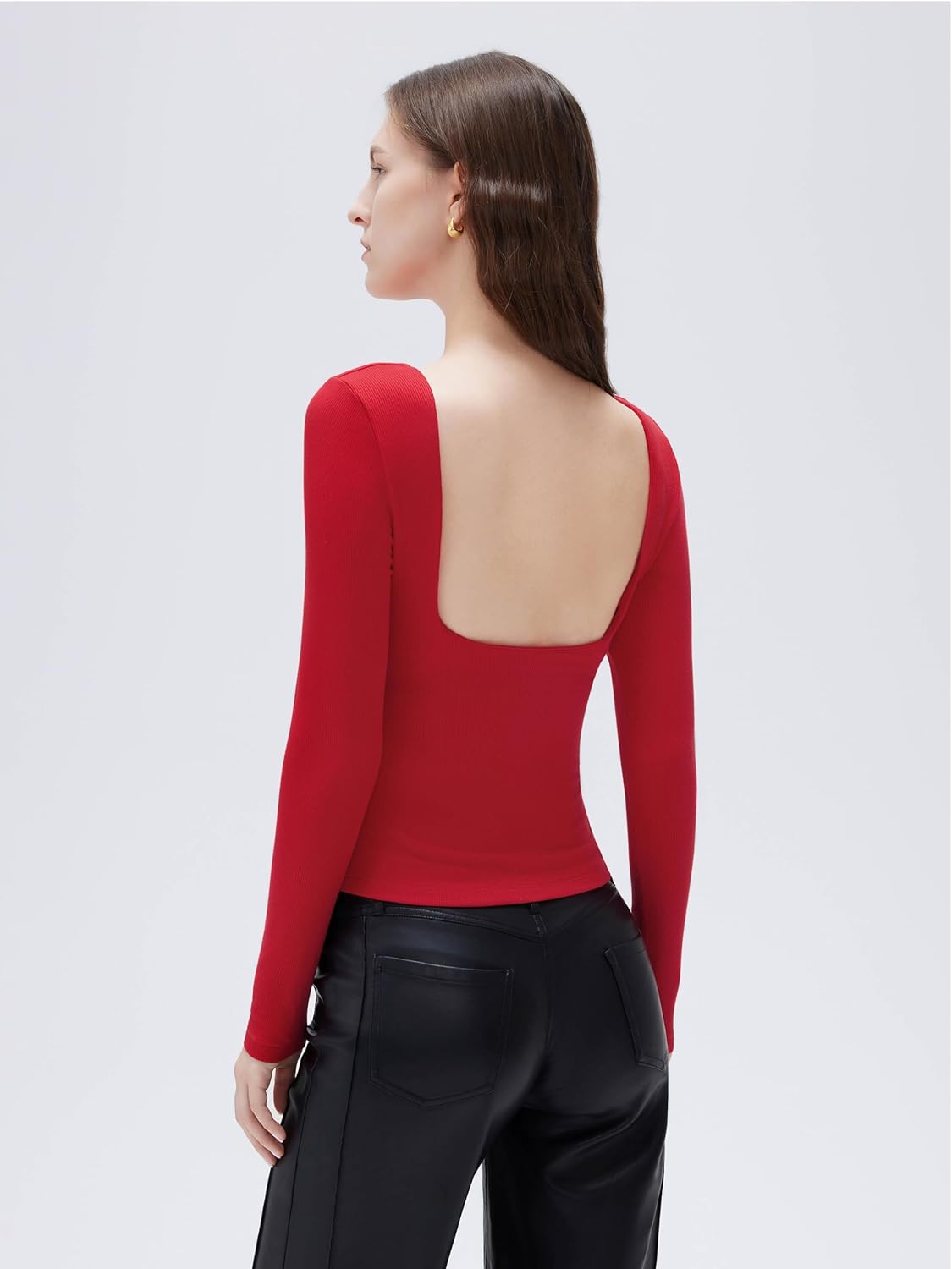 SUUKSESS Women Backless Going Out Tops Padded Modal Basic Long Sleeve Shirts - Image 6