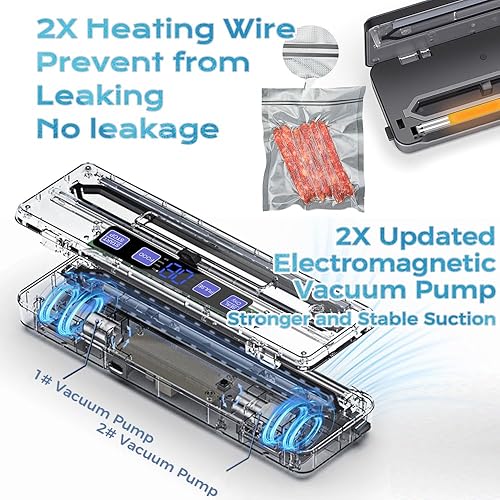 Miniatura 3 de Máquina selladora al vacío, potente sellador de alimentos profesional, diseño compacto, sistema de conservación de alimentos de alta velocidad con