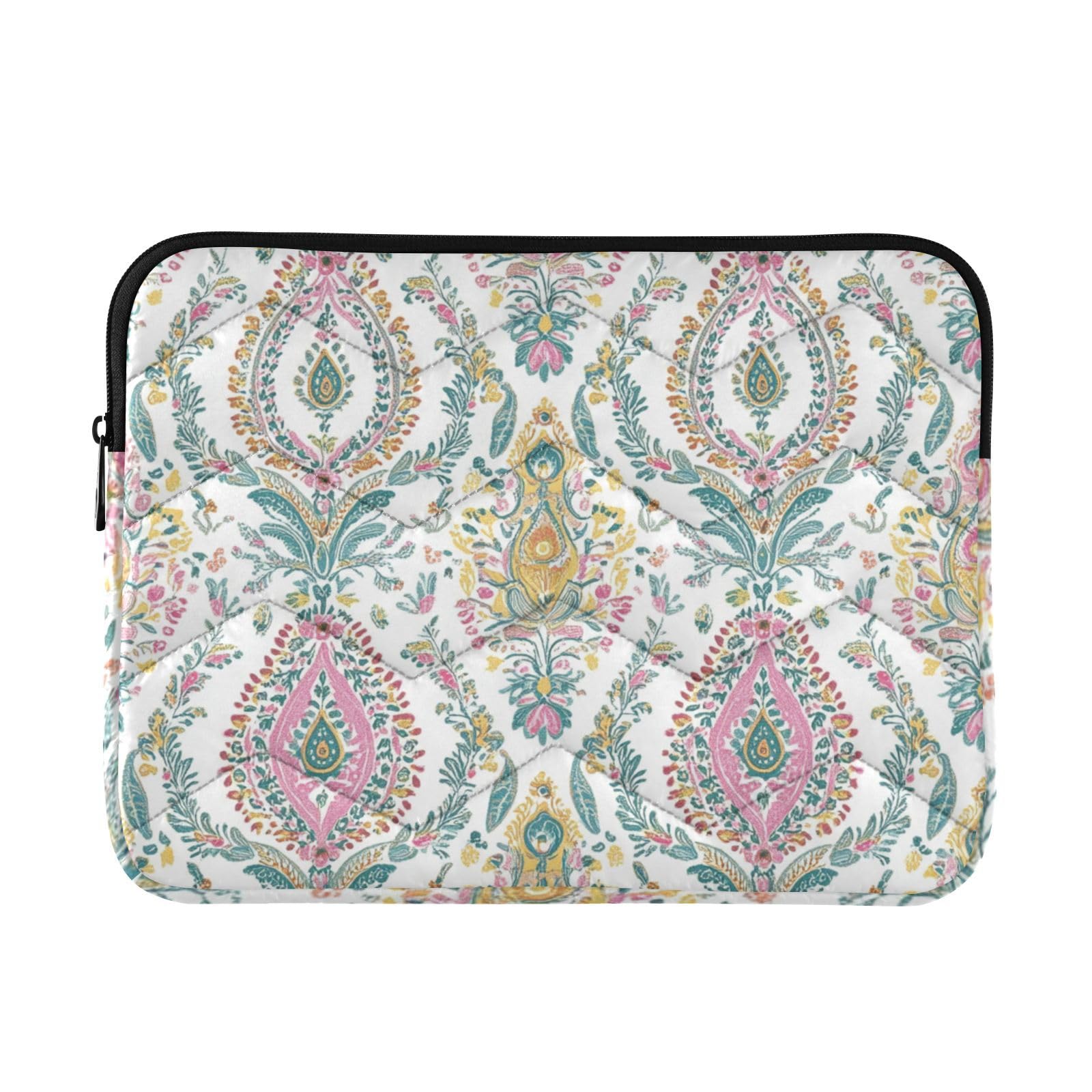 Qumton Ethnic Flower (8) Laptop Sleeve 15.6 inch, Protective Laptop Case Briefcase Notebook Cover Carrying Computer Bag for Travel Work