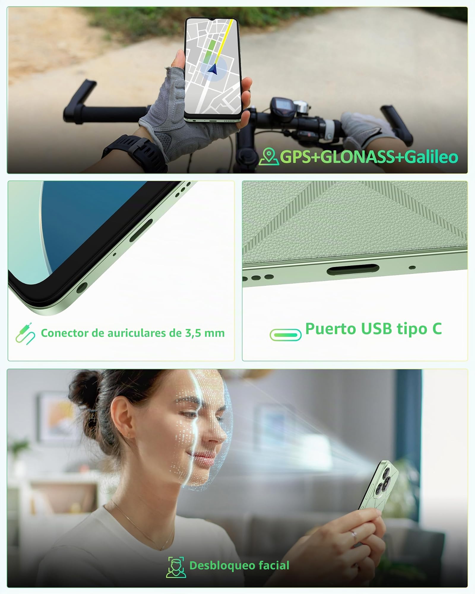 Ulefone Note 19 Moviles Android 14, 6GB+64GB/SD-512GB, Cámara 8MP+5MP, 5000mAh Batería Octa Core Teléfono Móvil Smartphone 6,56" HD+ 3 Ranuras para Tarjetas 4G Dual SIM/Face ID/GPS/OTG/FM Negro