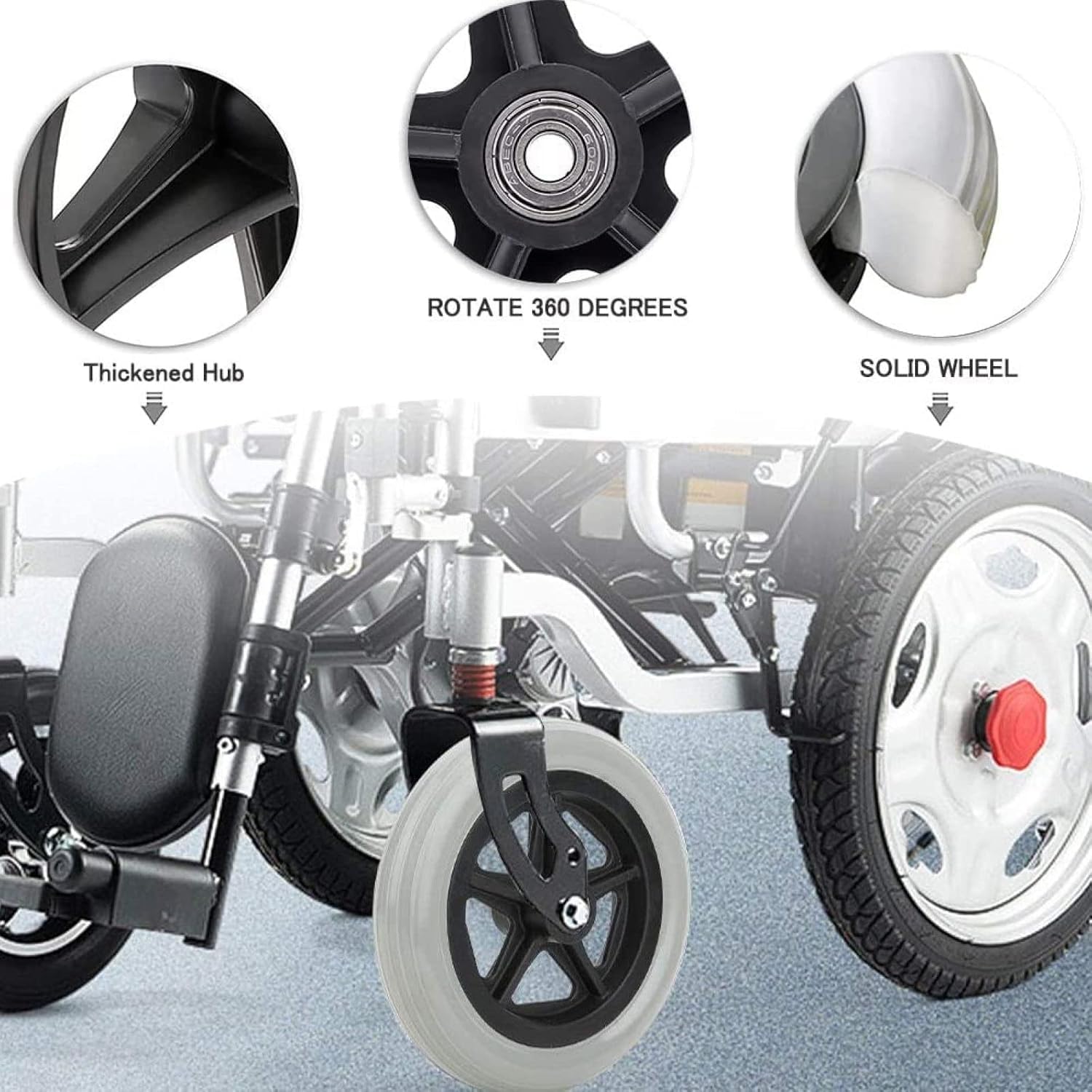 Ruedas de Repuesto para Silla de Ruedas Macizas de 12″/300 Mm, Rueda de Repuesto No Neumática para Silla de Ruedas Manual, Ruedas para Silla de Ruedas de 12 1/2 X 2 1/4,negro,30 Cm (12 Pulgadas)