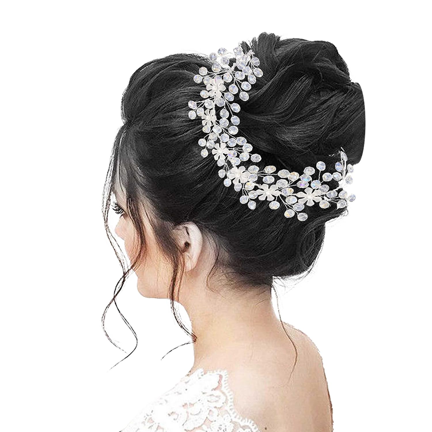 lykaa Hair Accessories For Women Artificial Flower & Pearl Style Juda Bun Accessories - Floral Bridal Brooch & Hair Pins - Hairstyle Decoration Bride Clips, Pearl & Crystal - Tiara, Hair Pin, Juda Pin For Women & Girls - Silver-picture-36