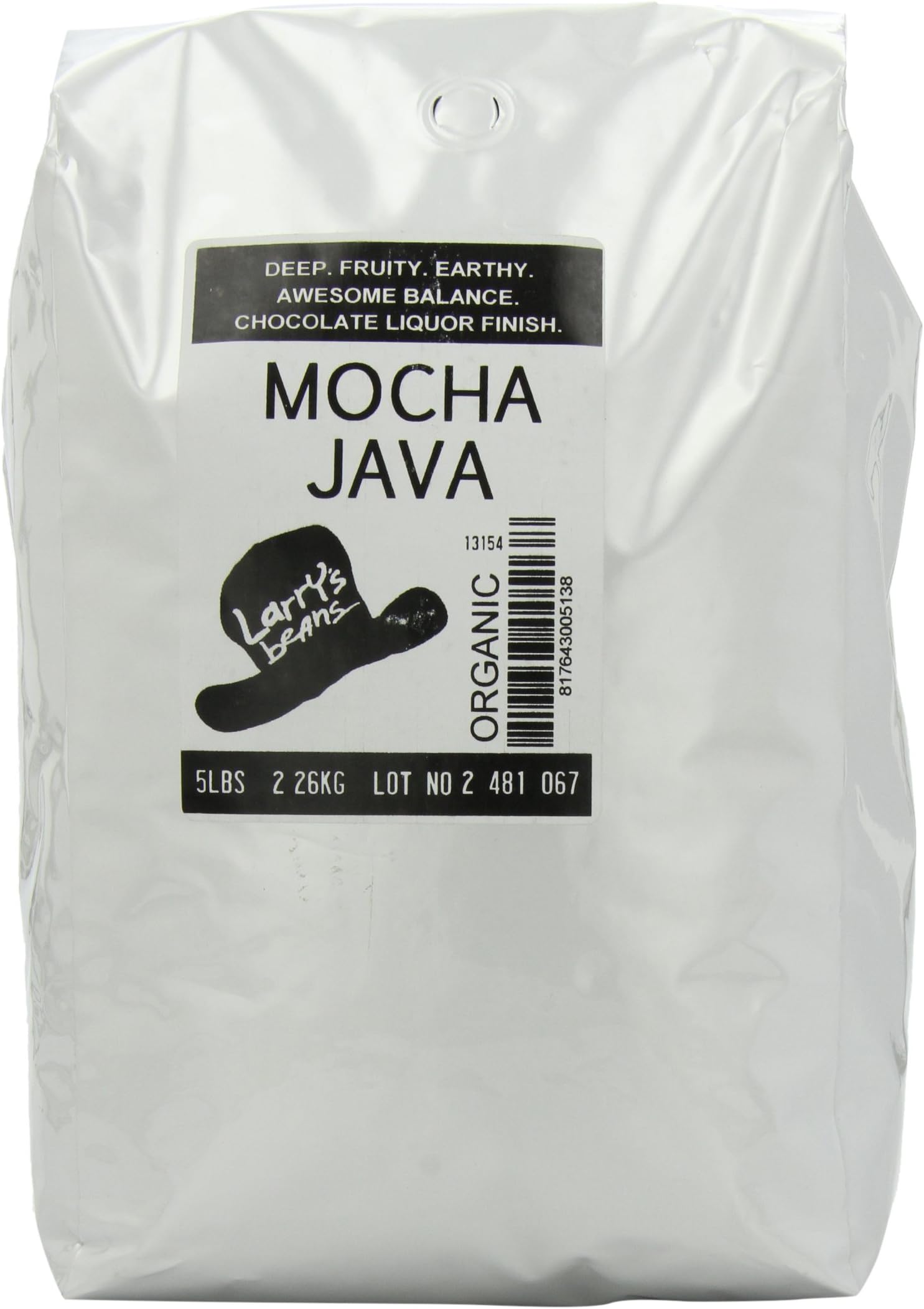 Larry's Coffee Organic Fair Trade Whole Bean 5 pound pack of FBA-|278514, Mocha Java Blend, 80 Ounce