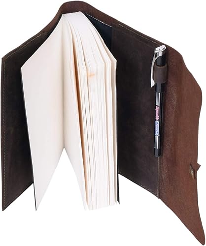 Miniatura 78 de Diario de viaje de cuero, cuaderno encuadernado vintage hecho a mano para hombres y mujeres, acabado antiguo, cuero de búfalo auténtico, papel