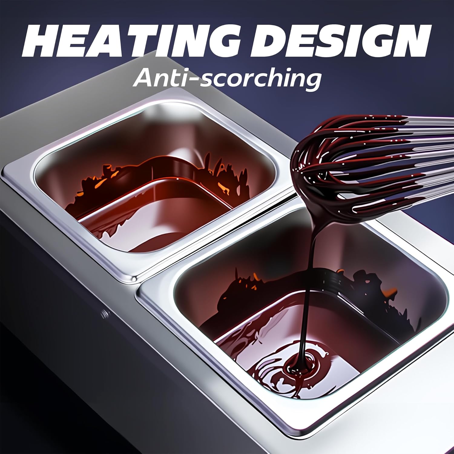 Chocolate Melting Machine with 2 Tanks, 1KW Electric Chocolate Tempering Pot, Chocolate Warmer Fondue with Temperature Control for Chocolate Cheese Soup Melting and Heating